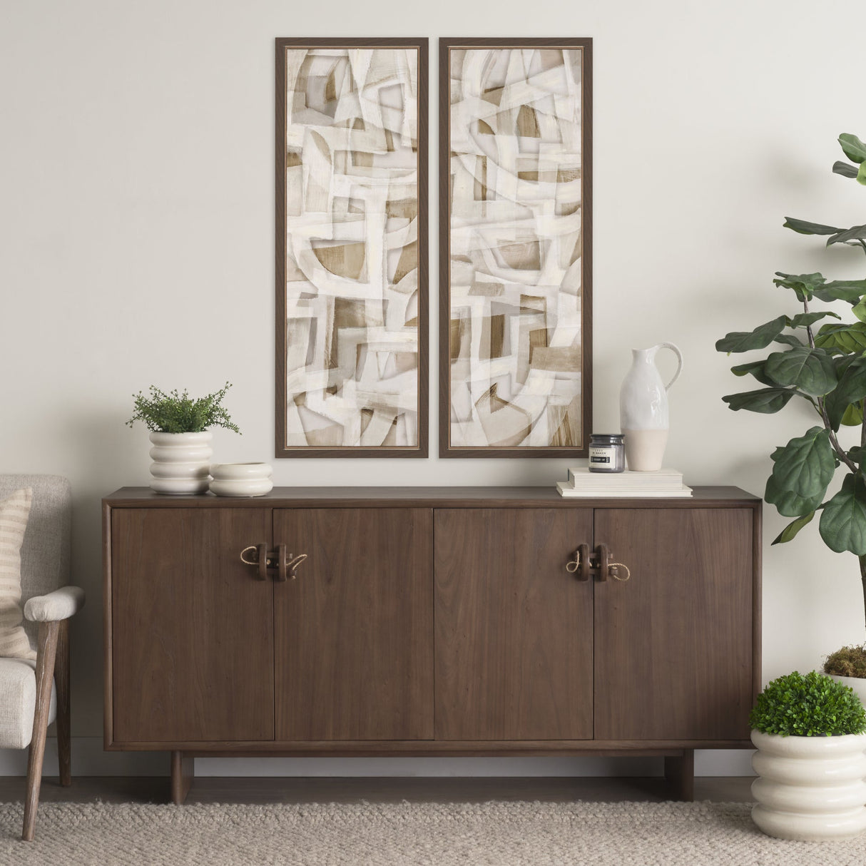 Neutral Forms II by Hannah Dawson Hand-Embellished Textured Framed Canvas Artwork by Mercana at Eve Furniture