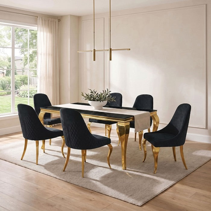 Neuveville Gold/Black Dining Table by Furniture of America at Eve Furniture