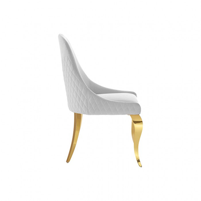Neuveville Gold/White Upholstered Side Chair Set of 2 by Furniture of America at Eve Furniture