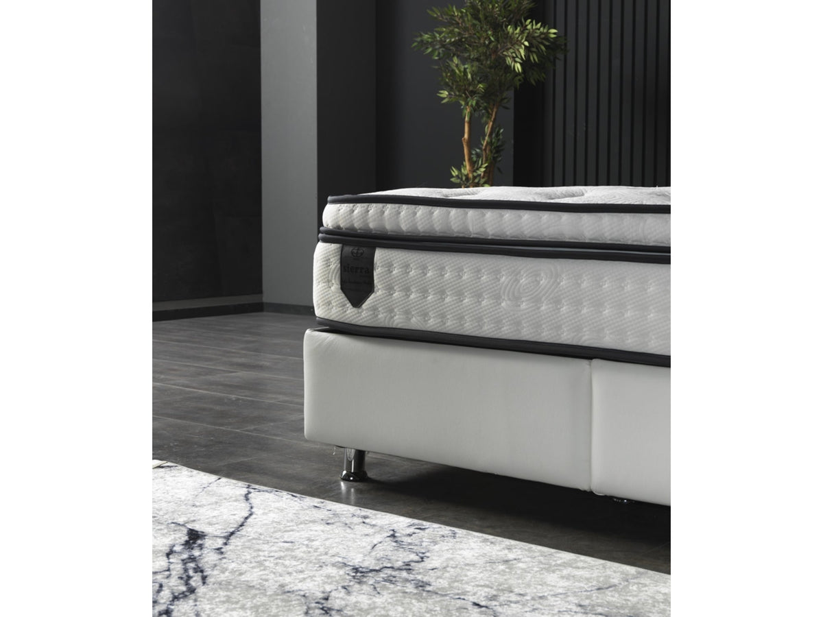 Nevada Storage Bed With Headboard White Vinyl by Furnia at Eve Furniture