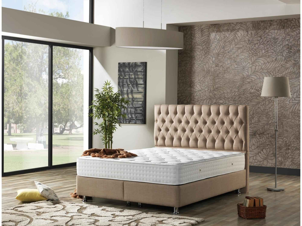 Nevada Storage Bed With Headboard Cream by Furnia at Eve Furniture