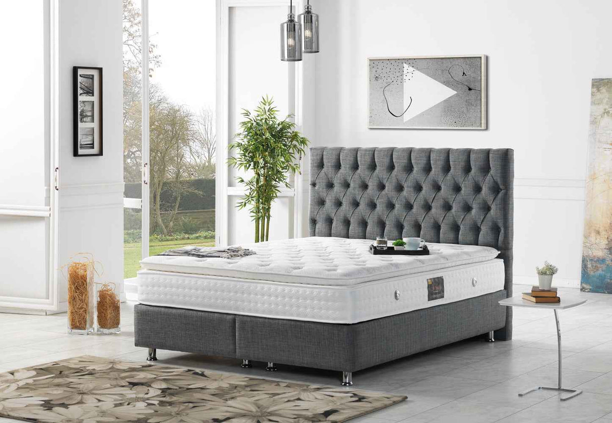 Nevada Storage Bed With Headboard Grey by Furnia at Eve Furniture