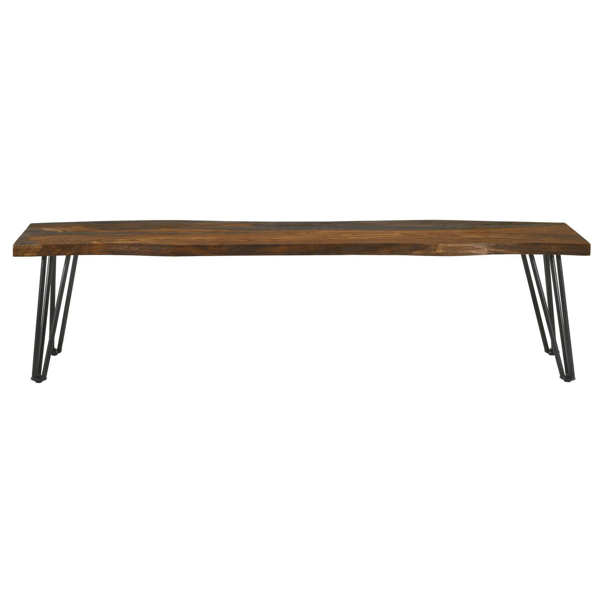 Neve Sheesham Gray/Gunmetal Live-edge Dining Bench with Hairpin Legs by Coaster at Eve Furniture