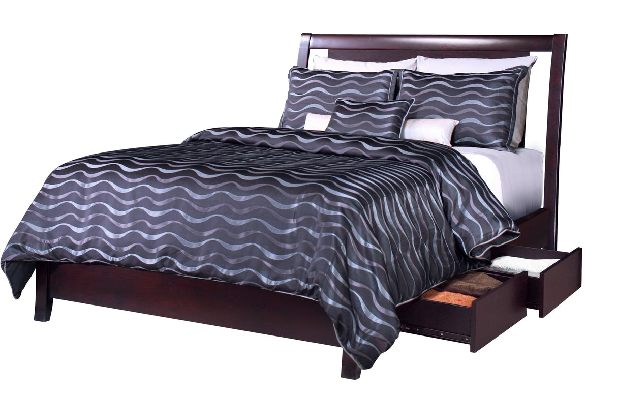 Nevis California King Low Profile Storage Bed in Espresso by Modus Furniture at Eve Furniture