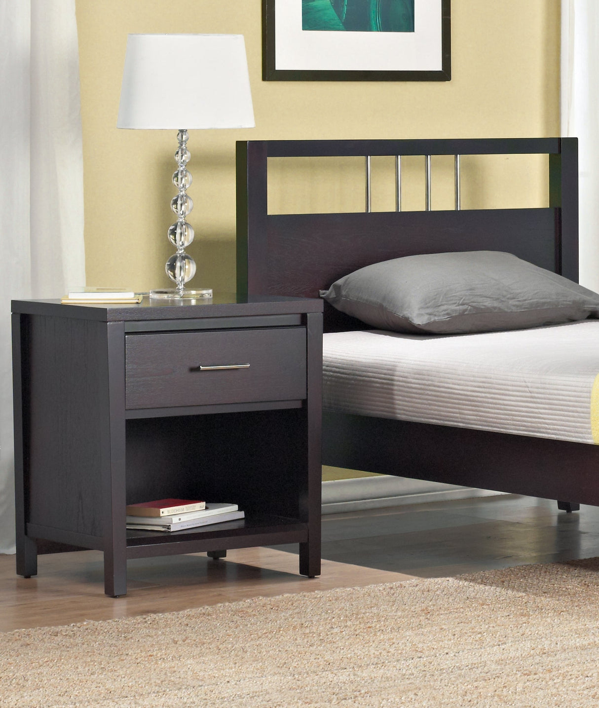 Nevis Charging Station Nightstand in Espresso by Modus Furniture at Eve Furniture