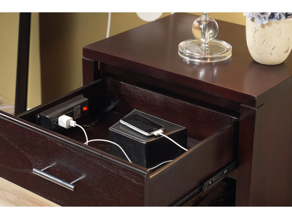 Nevis Charging Station Nightstand in Espresso by Modus Furniture at Eve Furniture