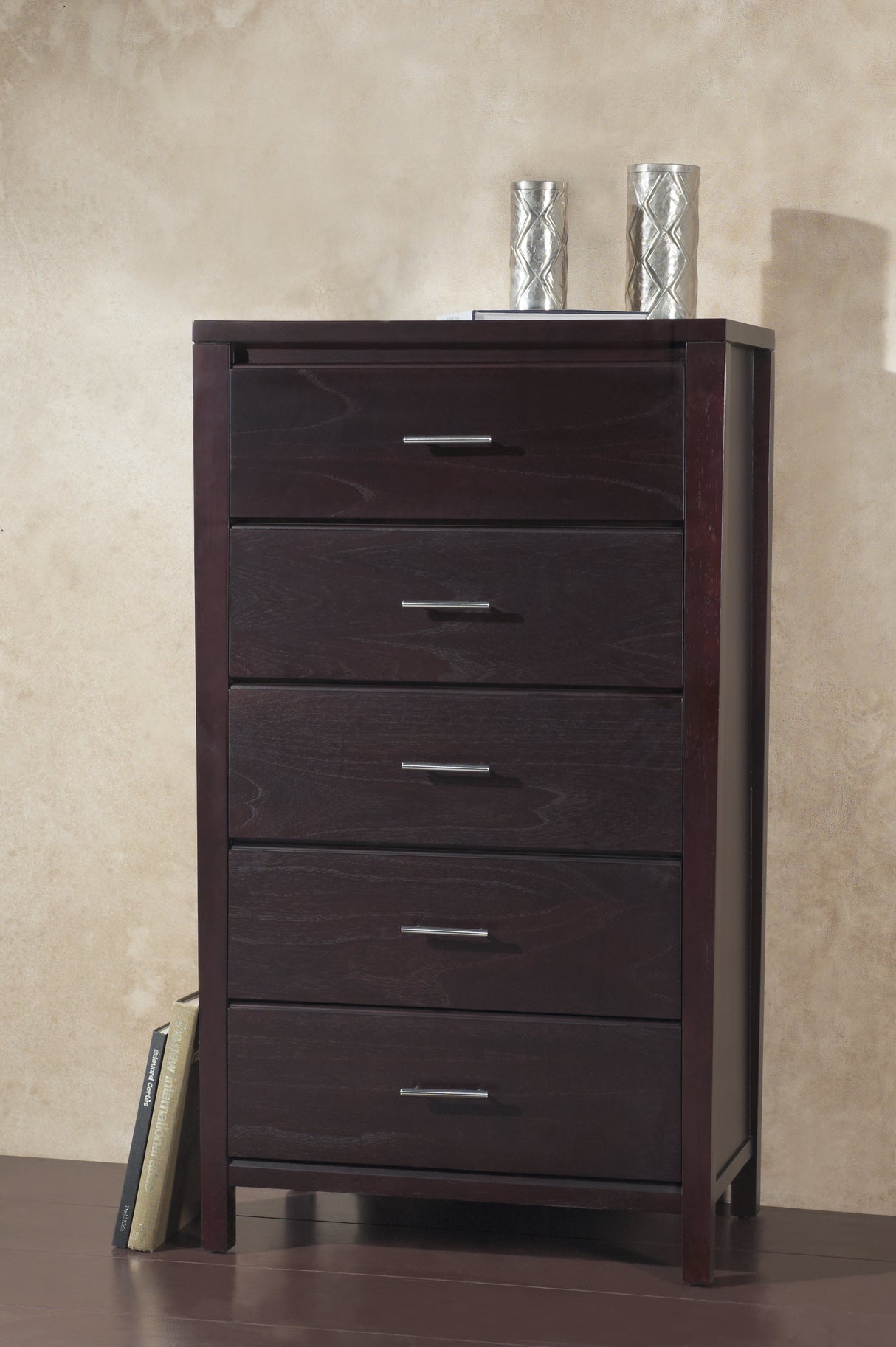 Nevis Five Drawer Chest in Espresso by Modus Furniture at Eve Furniture