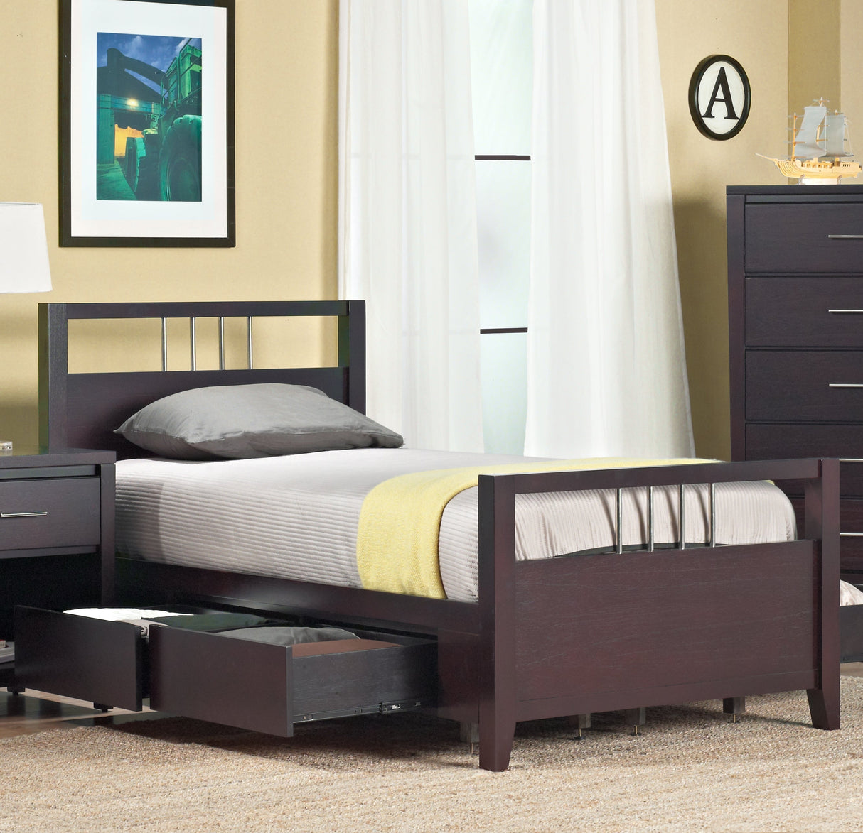 Nevis Queen Platform Storage Bed in Espresso by Modus Furniture at Eve Furniture