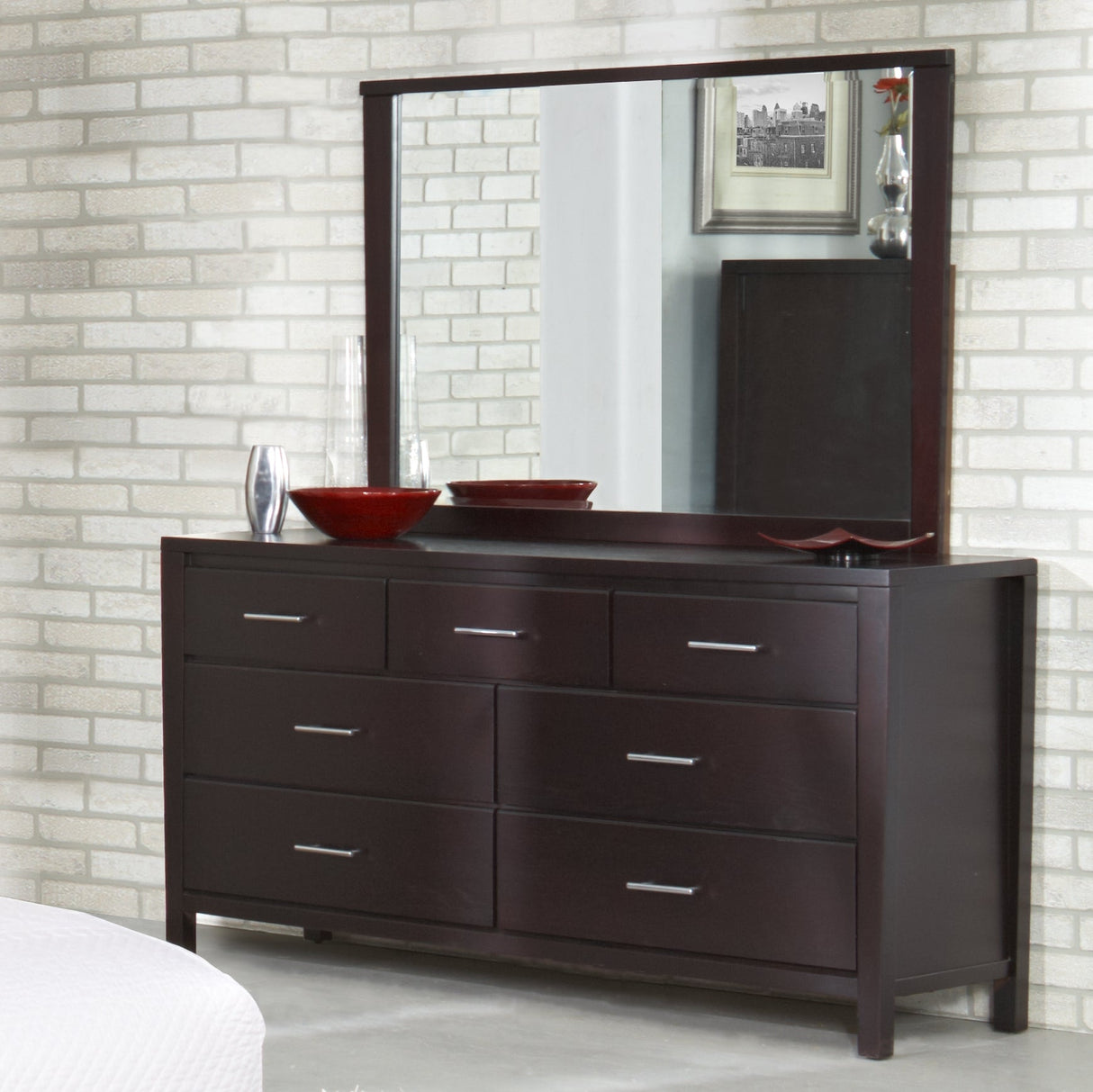 Nevis Seven Drawer Dresser in Espresso by Modus Furniture at Eve Furniture