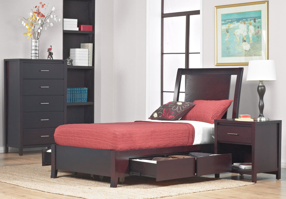 Nevis Twin Low Profile Storage Bed in Espresso by Modus Furniture at Eve Furniture