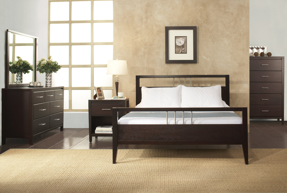 Nevis Wood Full Platform Bed in Espresso by Modus Furniture at Eve Furniture