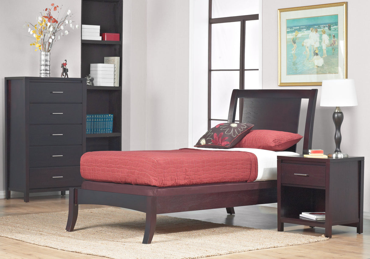 Nevis Wood Full Sleigh Bed in Espresso by Modus Furniture at Eve Furniture