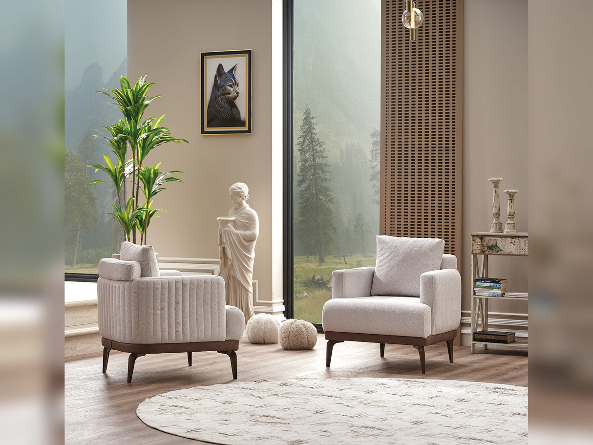 New Mood 3-pieces (Sofa & Loveseat & Chair) Livingroom Set Cream by Furnia at Eve Furniture