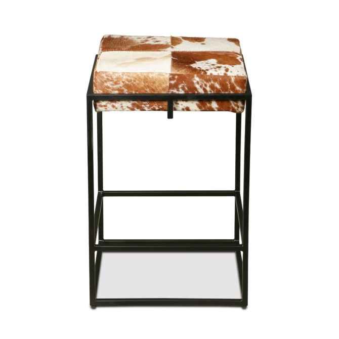 New York 17" Backless Counter Stool in Brown Cowhide by Home Trends & Design at Eve Furniture