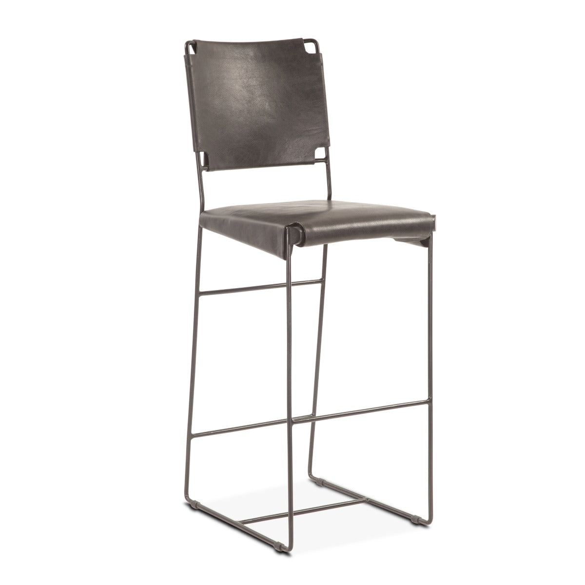 New York 18" Counter Chair in Black Leather and Iron by Home Trends & Design at Eve Furniture