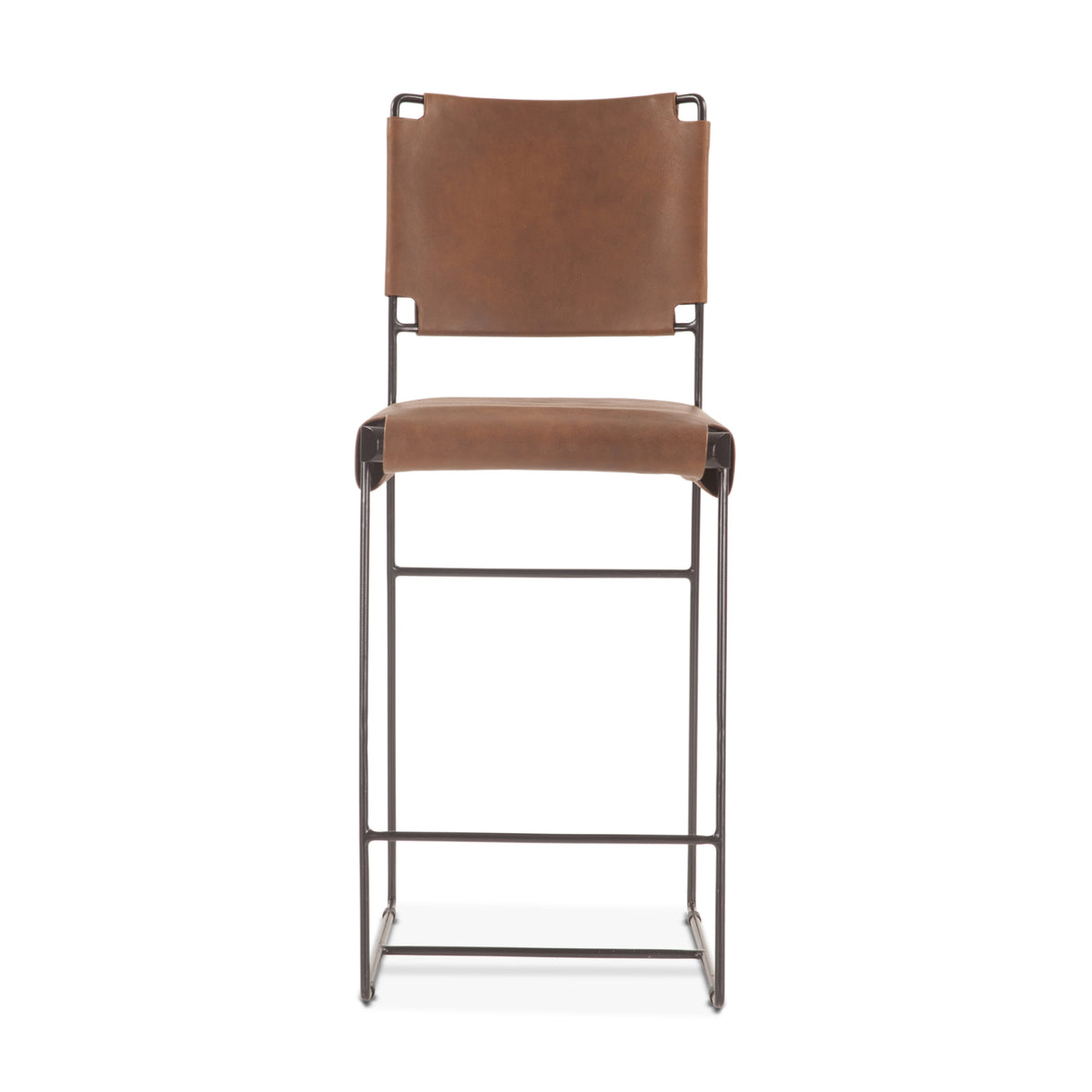New York 18" Counter Chair in Brown Buffalo Leather and Iron by Home Trends & Design at Eve Furniture