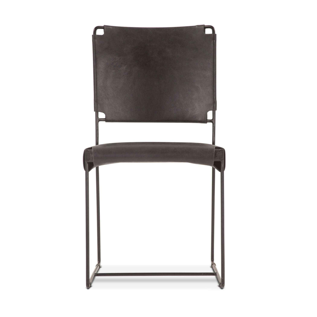 New York 18" Dining Chair in Black Buffalo Leather and Iron, Set of 2 by Home Trends & Design at Eve Furniture