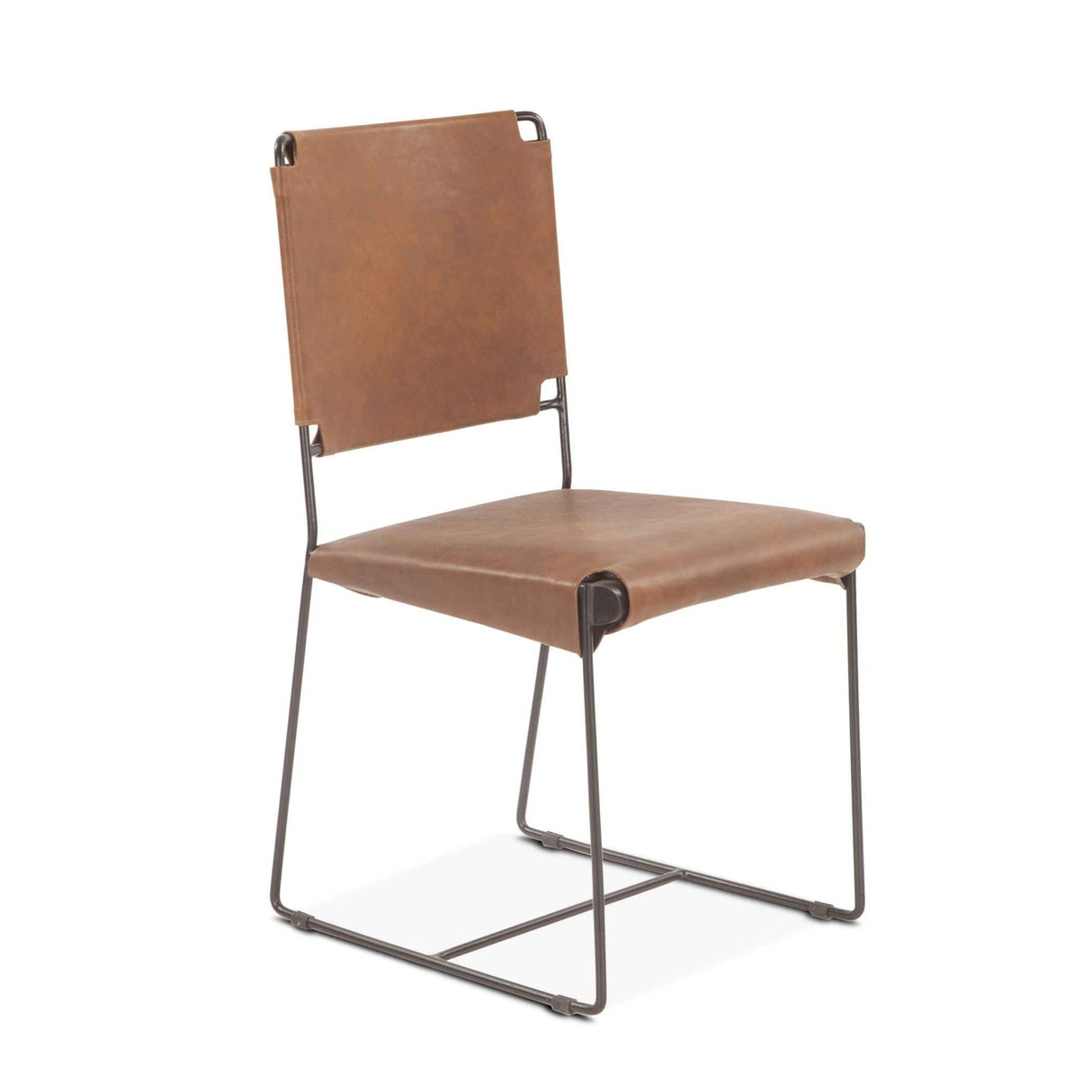 New York 18" Dining Chair in Brown Buffalo Leather and Iron by Home Trends & Design at Eve Furniture