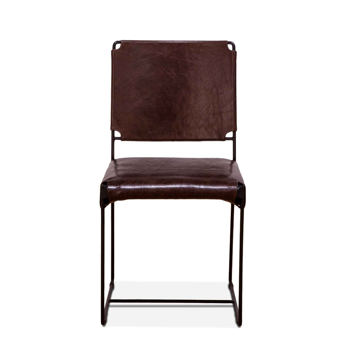 New York 18" Dining Chair in Chocolate Leather and Iron, Set of 2 by Home Trends & Design at Eve Furniture