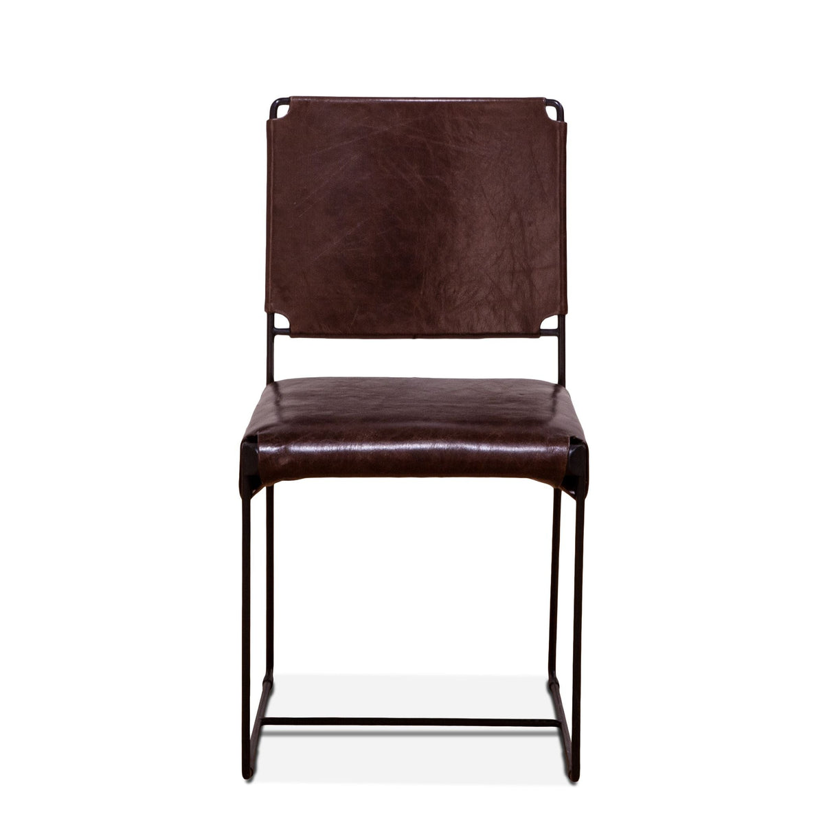 New York 18" Dining Chair in Chocolate Leather and Iron, Set of 2 by Home Trends & Design at Eve Furniture
