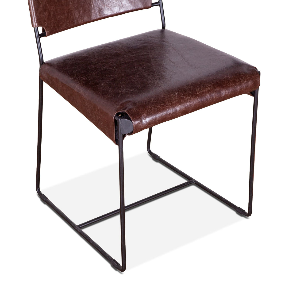 New York 18" Dining Chair in Chocolate Leather and Iron, Set of 2 by Home Trends & Design at Eve Furniture