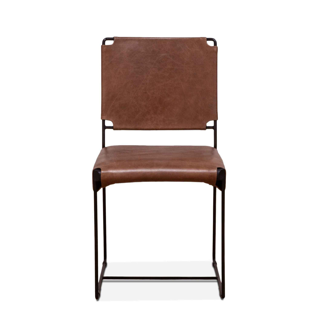 New York 18" Dining Chair in Tobacco Leather and Iron, Set of 2 by Home Trends & Design at Eve Furniture