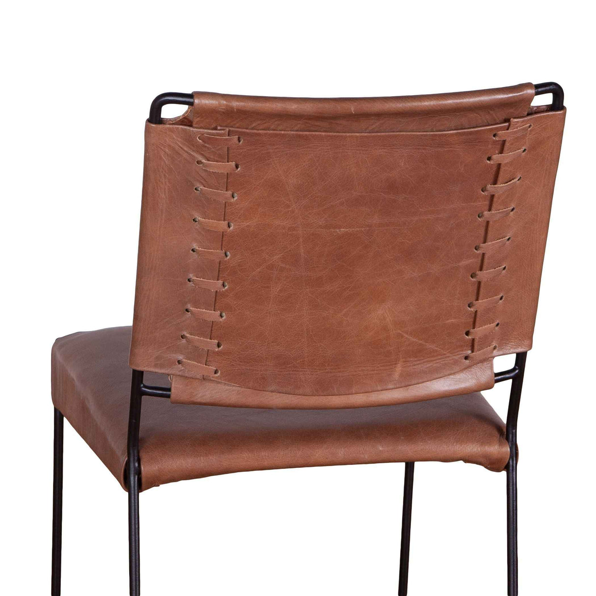 New York 18" Dining Chair in Tobacco Leather and Iron, Set of 2 by Home Trends & Design at Eve Furniture