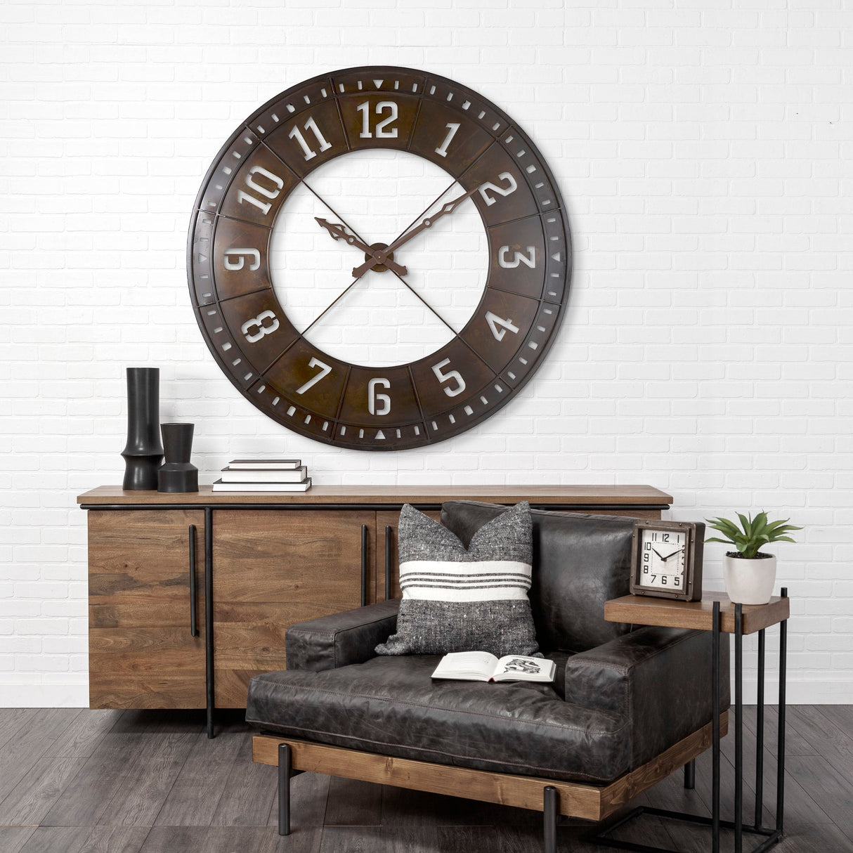 Newcastle Giant Oversize Industrial Wall Clock by Mercana at Eve Furniture