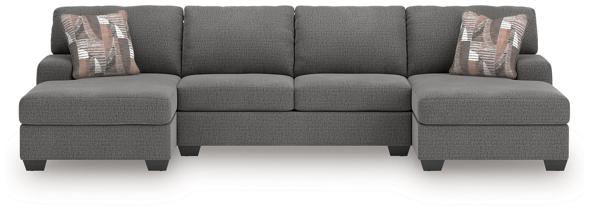 Newellen Greystone 3-Piece Double Chaise Sectional by Ashley at Eve Furniture