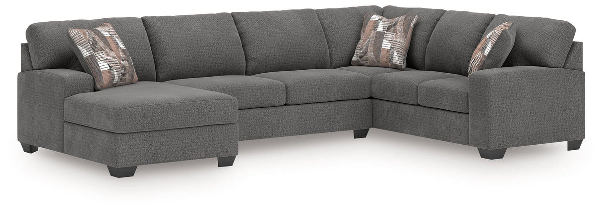 Newellen Greystone 3-Piece Left Arm Facing Sectional by Ashley at Eve Furniture