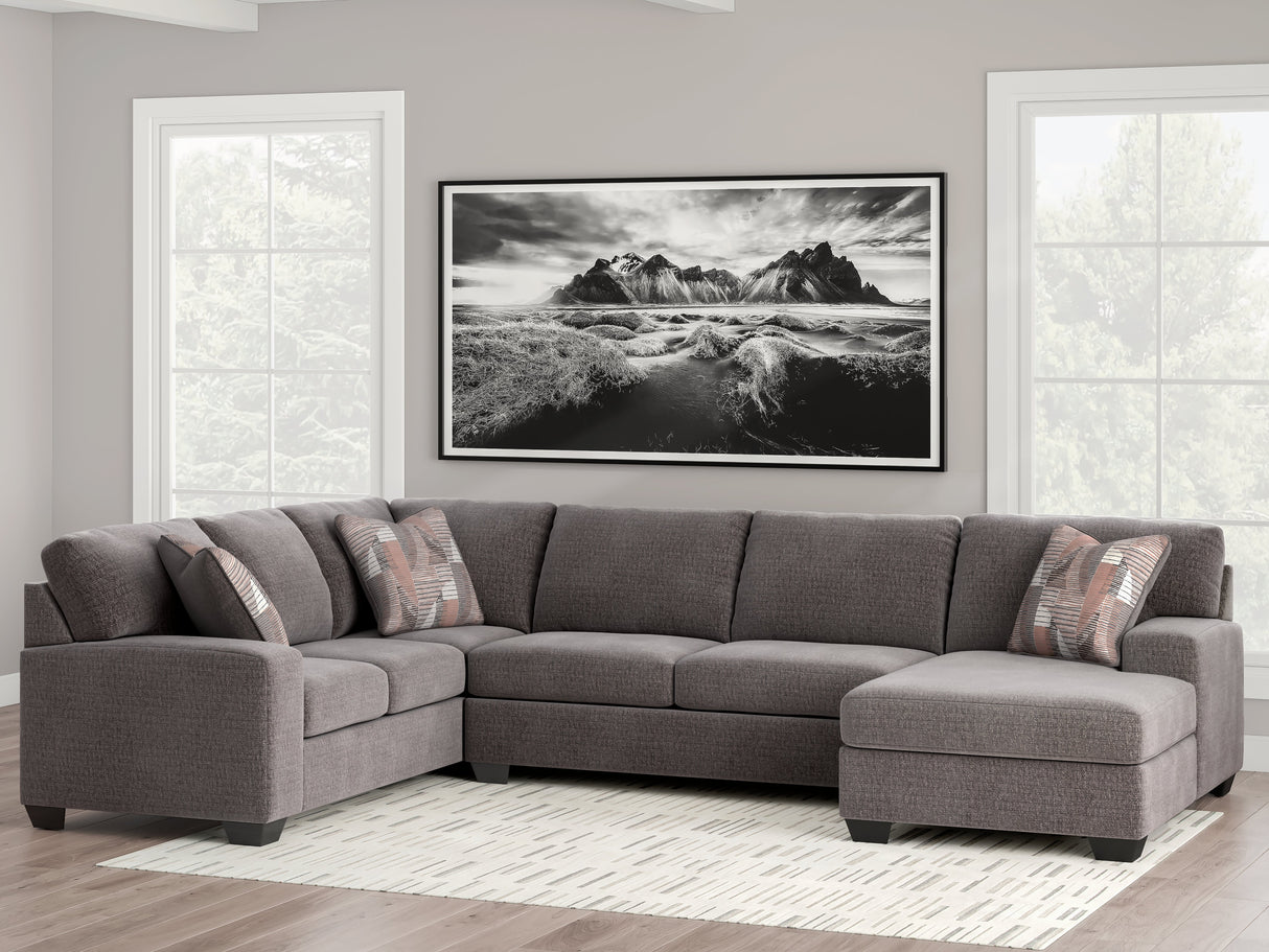 Newellen Greystone 3-Piece Right Arm Facing Sectional by Ashley at Eve Furniture
