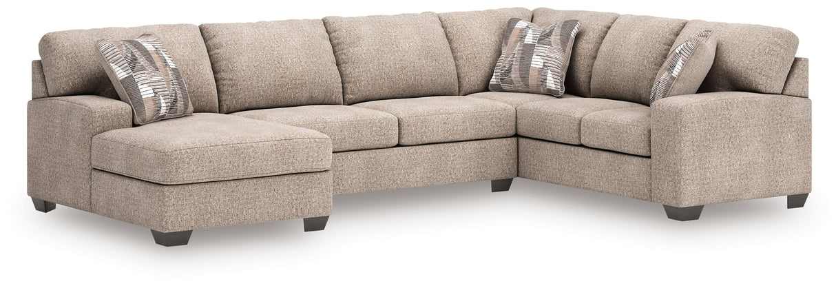 Newellen Hemp 3-Piece (LAF) Chaise Sleeper Sectional by Ashley at Eve Furniture