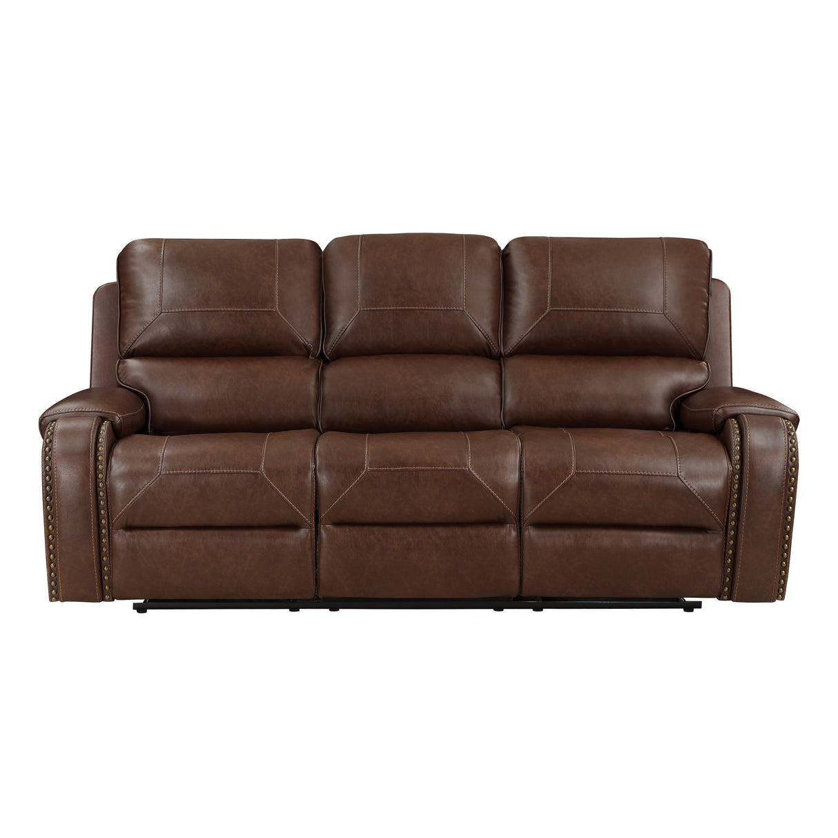 Newnan Brown Double Reclining Sofa with Center Drop-Down by Homelegance at Eve Furniture