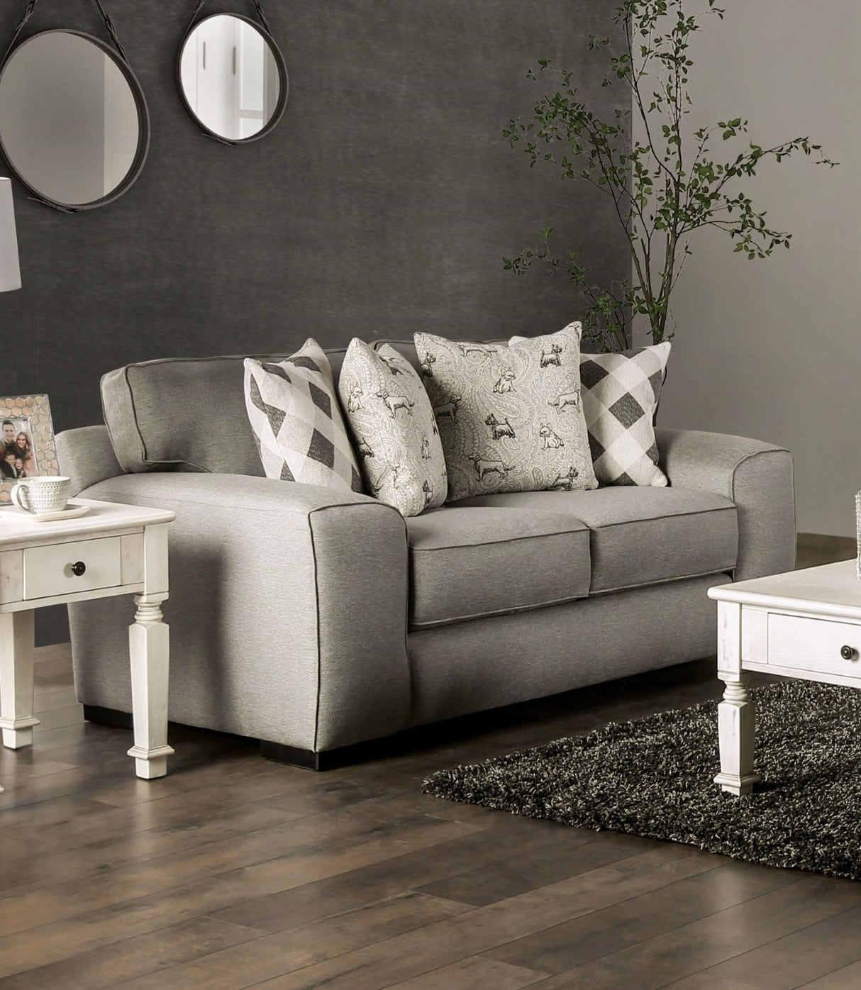 Newry Gray Sofa & Loveseat by Furniture of America at Eve Furniture