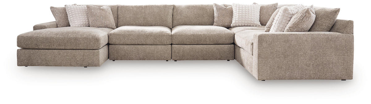 Nexora-Court Burlap 5-Piece Sectional with Chaise by Ashley at Eve Furniture