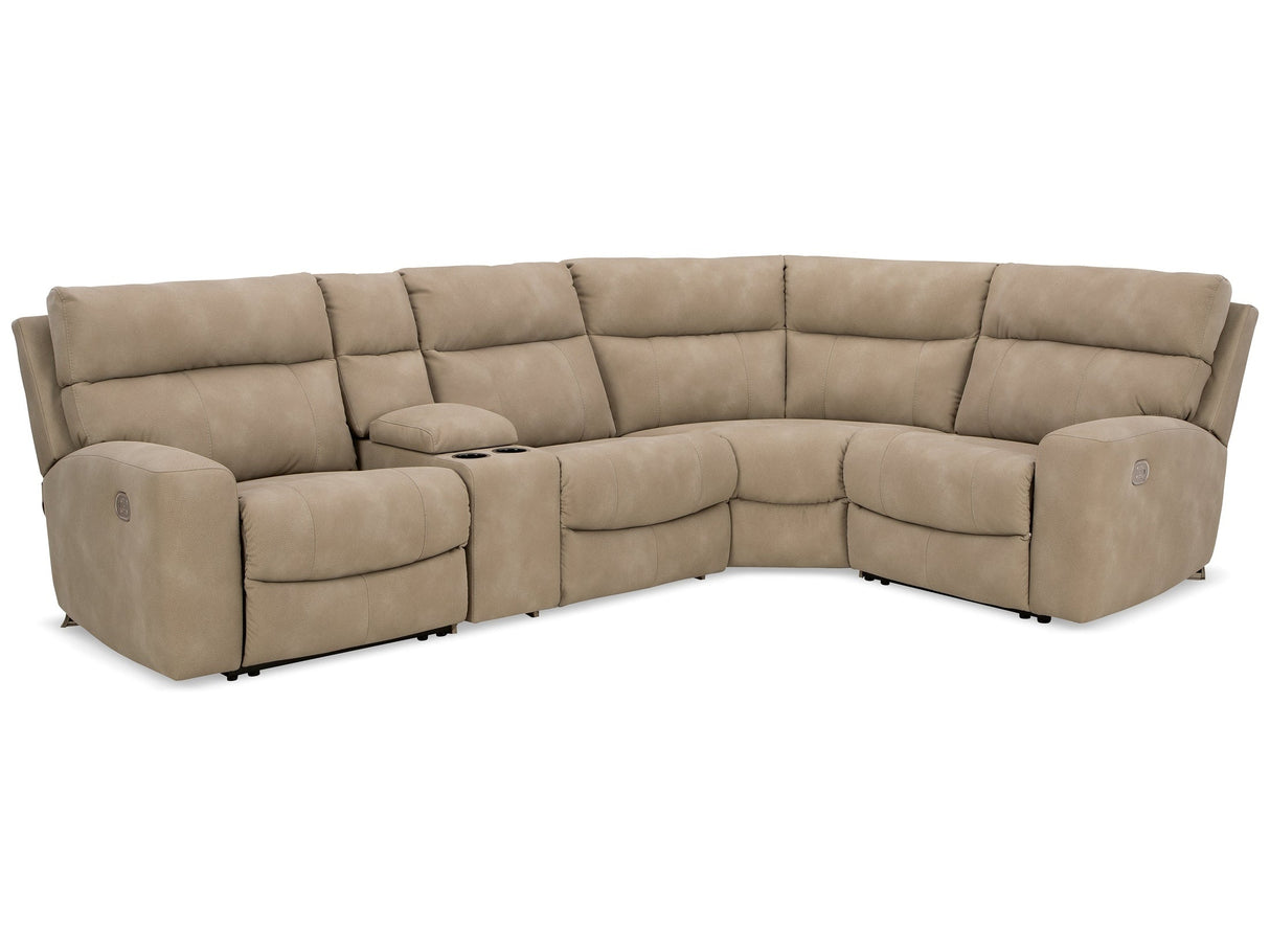 Next-Gen DuraPella Sand 5-Piece Dual Power Reclining Sectional by Ashley Furniture at Eve Furniture