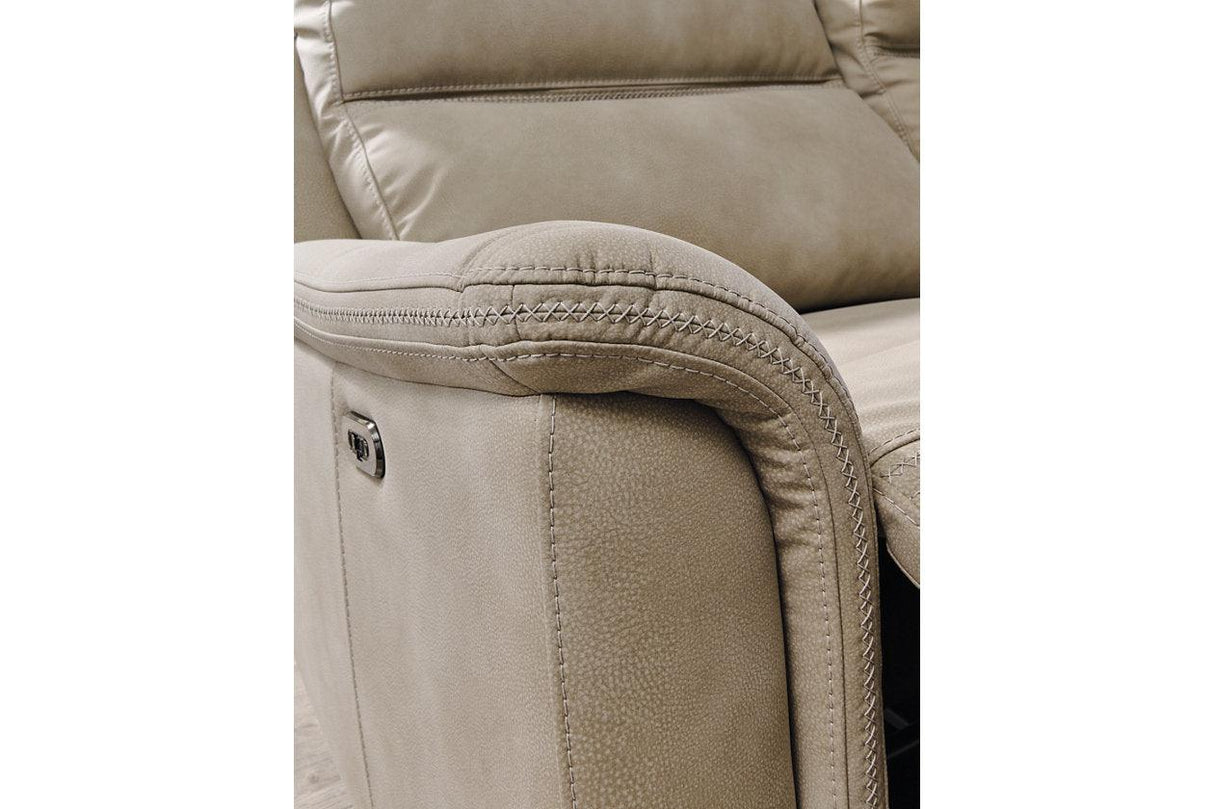 Next-Gen DuraPella Sand Performance Fabric Dual Power Reclining Sofa by Ashley at Eve Furniture