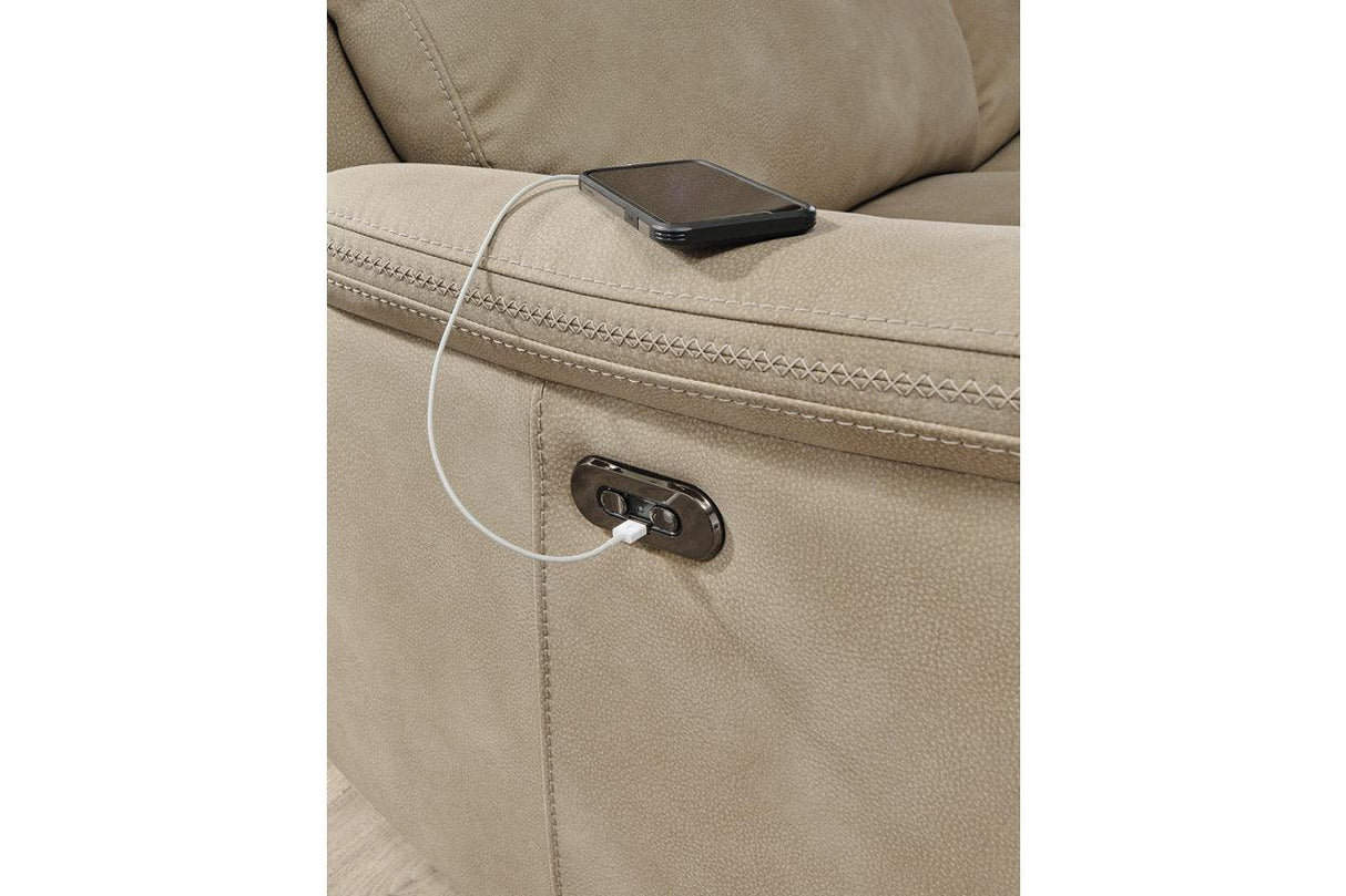 Next-Gen DuraPella Sand Power Reclining Loveseat with Console by Ashley at Eve Furniture