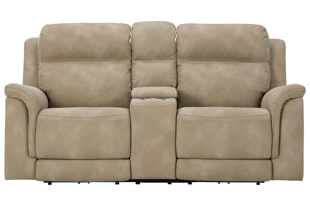 Next-Gen DuraPella Sand Power Reclining Loveseat with Console by Ashley at Eve Furniture