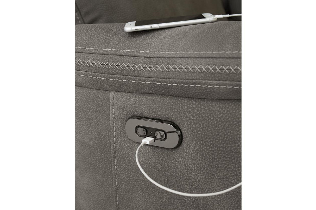 Next-Gen DuraPella Slate Dual Power Reclining Sofa by Ashley at Eve Furniture