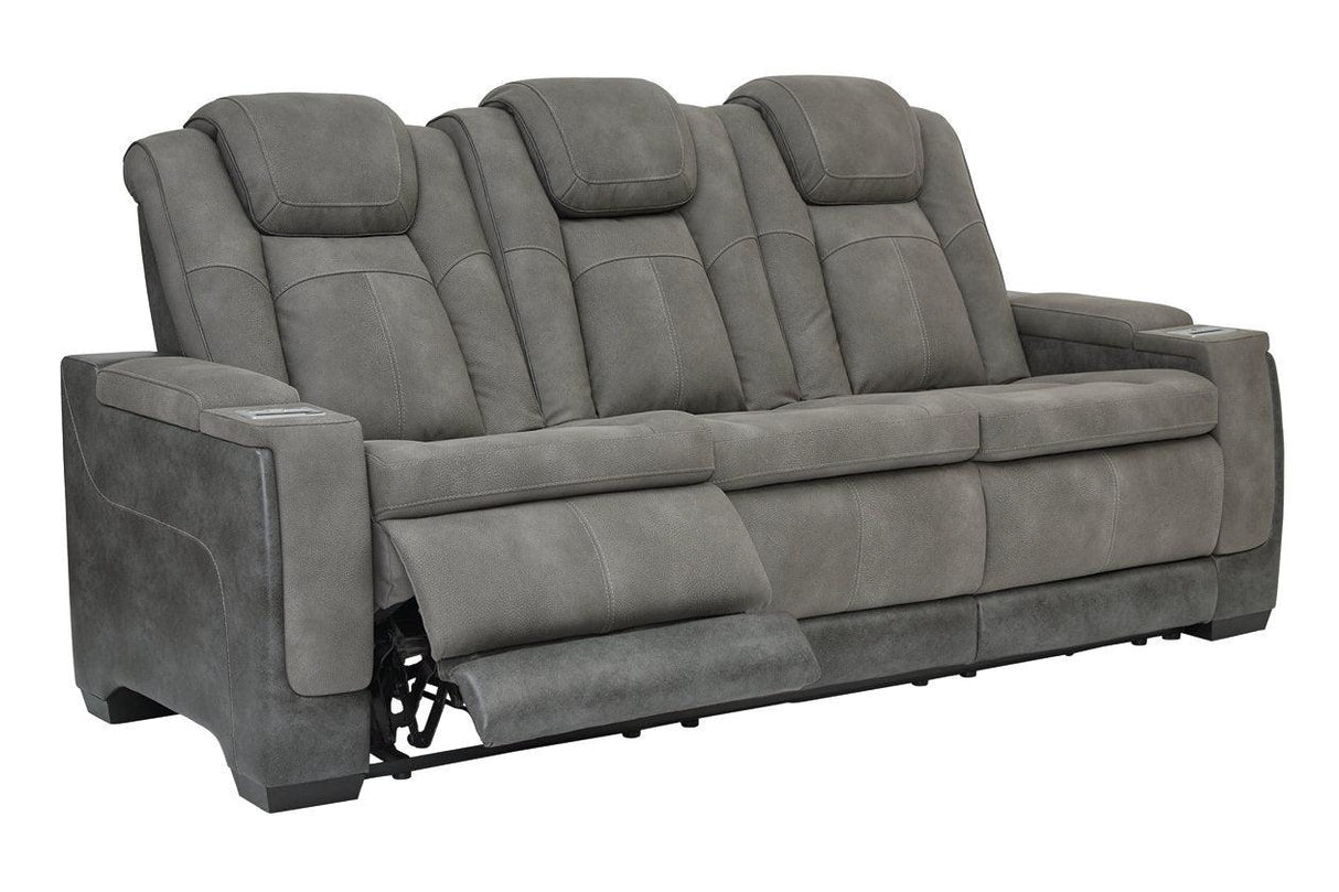Next-Gen DuraPella Slate Fabric Dual Power Reclining Sofa by Ashley at Eve Furniture
