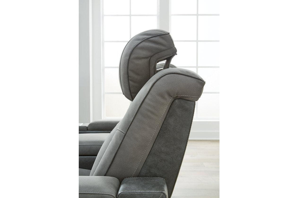 Next-Gen DuraPella Slate Fabric Dual Power Reclining Sofa by Ashley at Eve Furniture