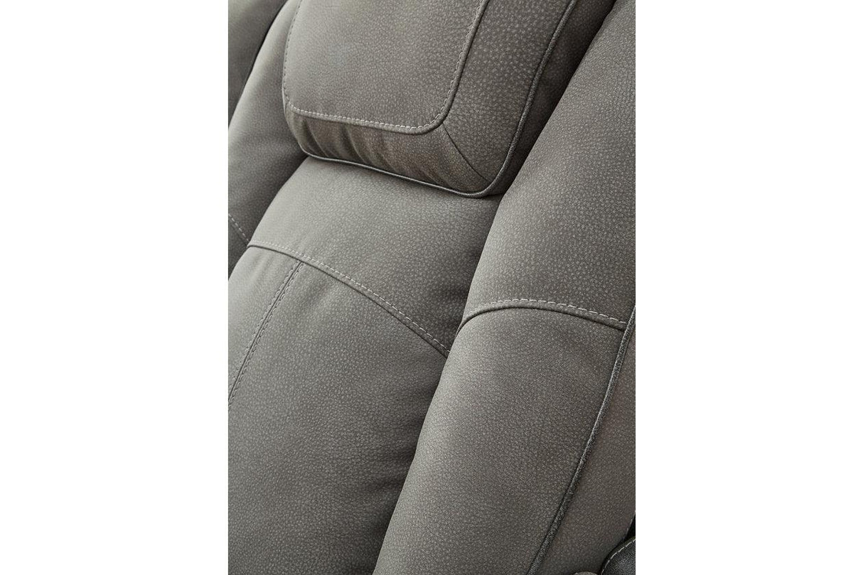 Next-Gen DuraPella Slate Performance Fabric Dual Power Recliner /ADJ Headrest by Ashley at Eve Furniture