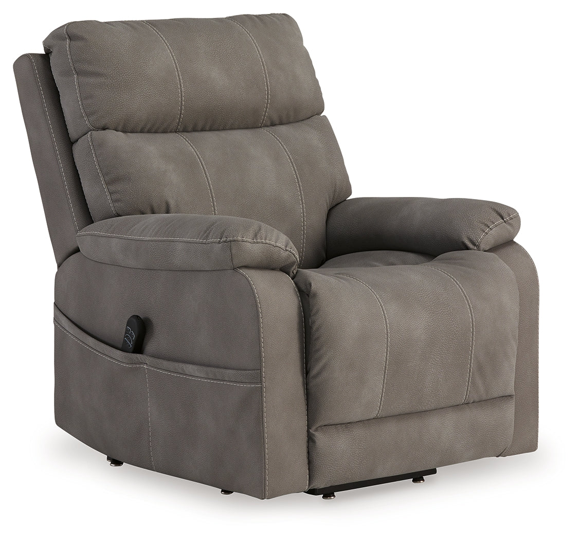 Next-Gen Durapella Slate Power Lift Recliner by ASHLEY FURNITURE at Eve Furniture