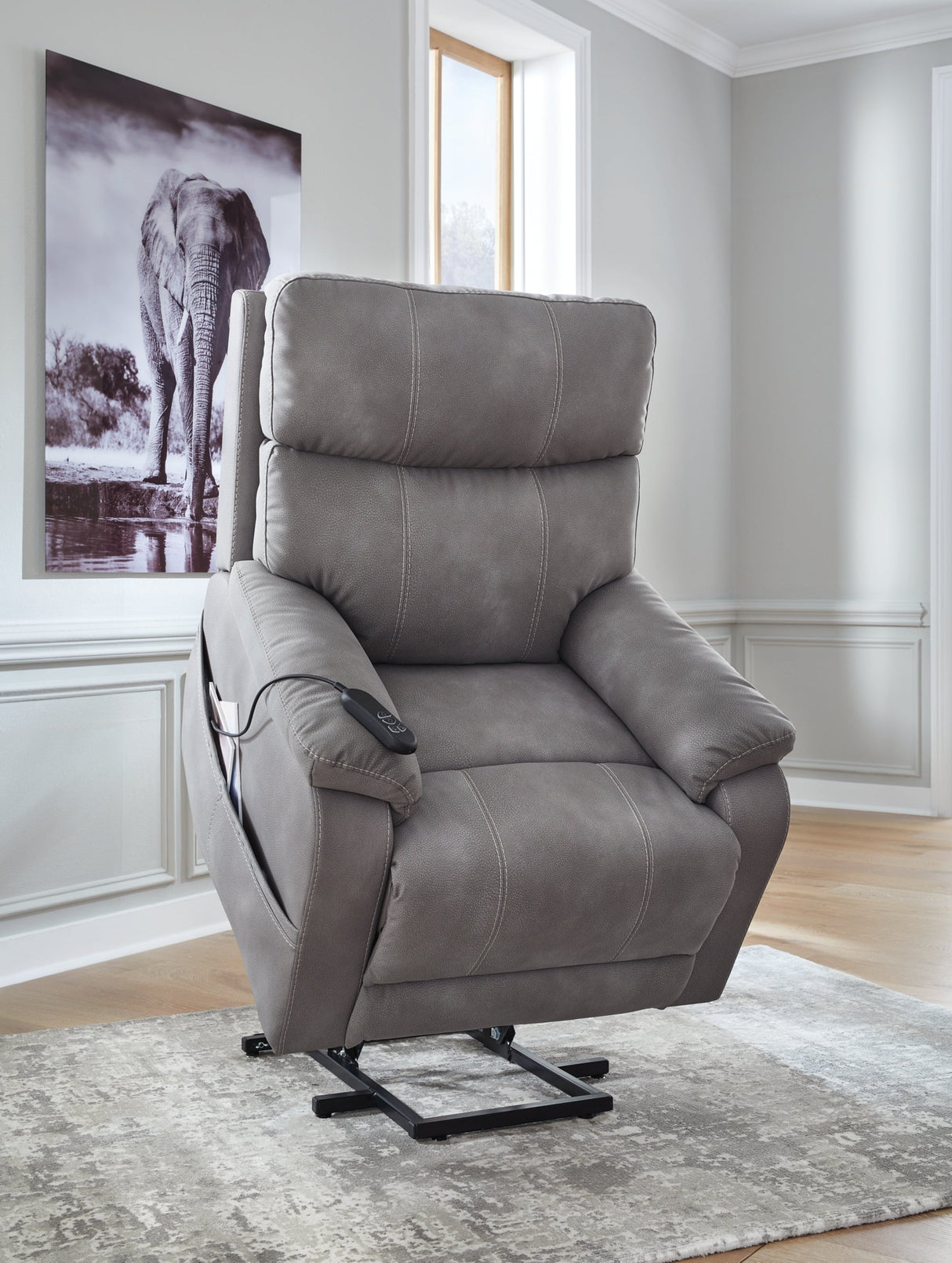 Next-Gen Durapella Slate Power Lift Recliner by ASHLEY FURNITURE at Eve Furniture