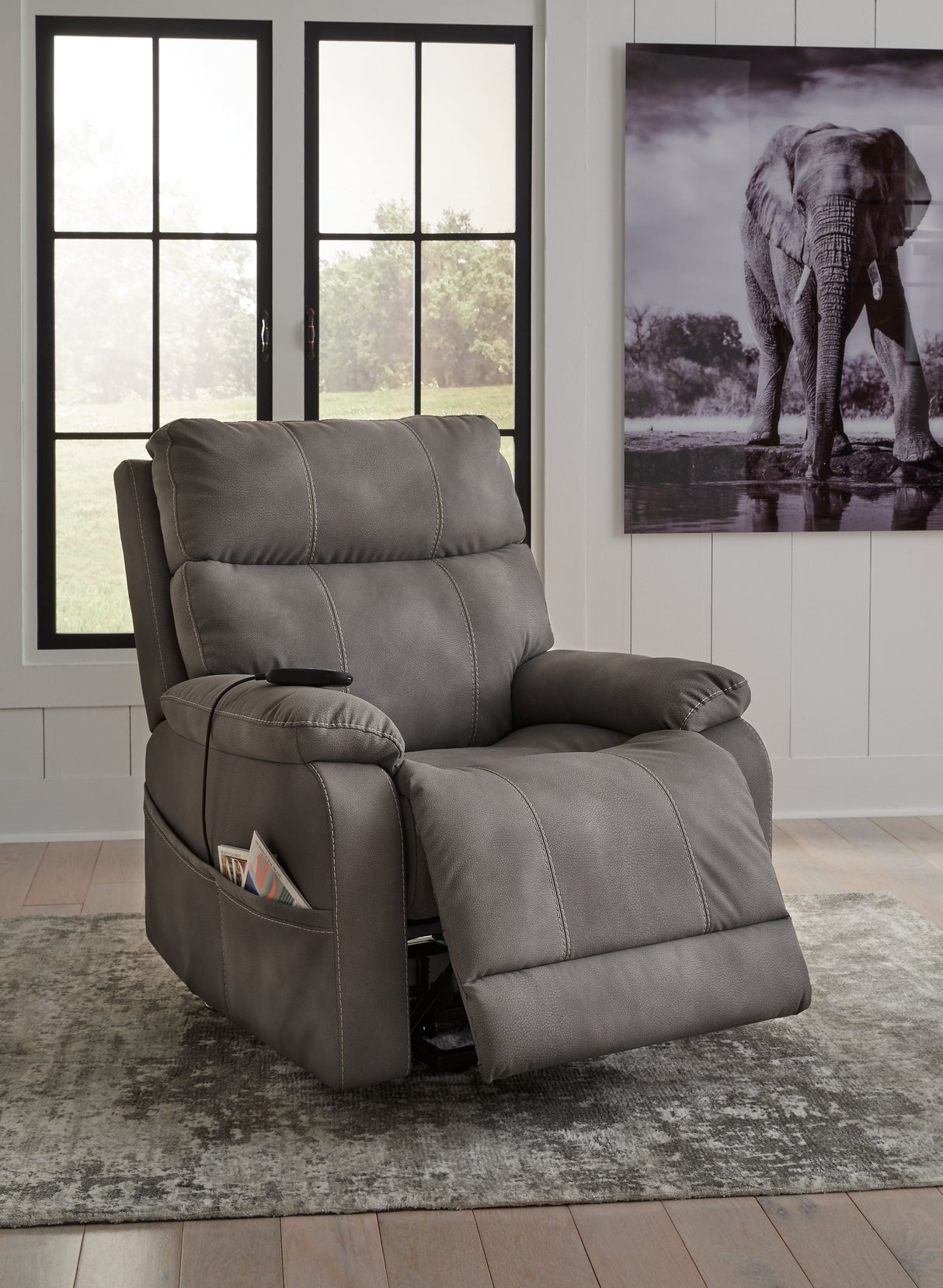 Next-Gen Durapella Slate Power Lift Recliner by ASHLEY FURNITURE at Eve Furniture
