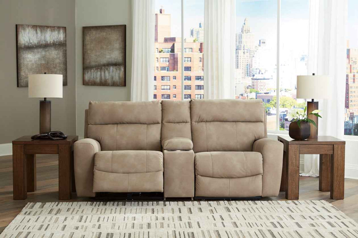 Next-Gen Sand DuraPella Power Reclining Living Room Set with Console by Ashley at Eve Furniture