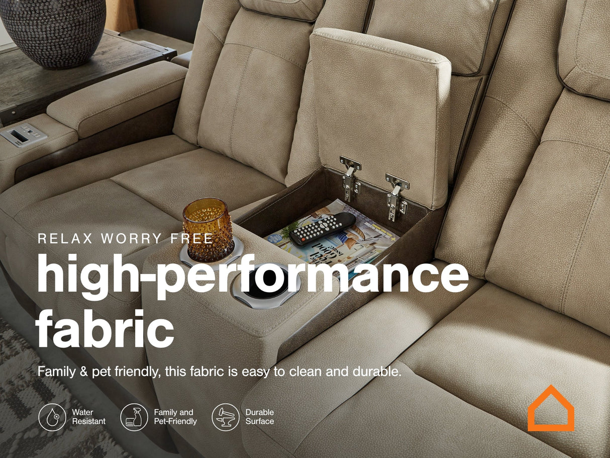 Next-Gen DuraPella Sand Performance Fabric Dual Power Reclining Sofa and Loveseat by Ashley at Eve Furniture