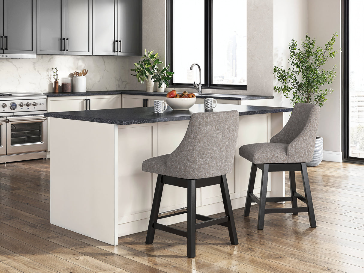 Neymorton Dark Grayish Brown Counter Height Barstool, Set of 2 by ASHLEY FURNITURE at Eve Furniture