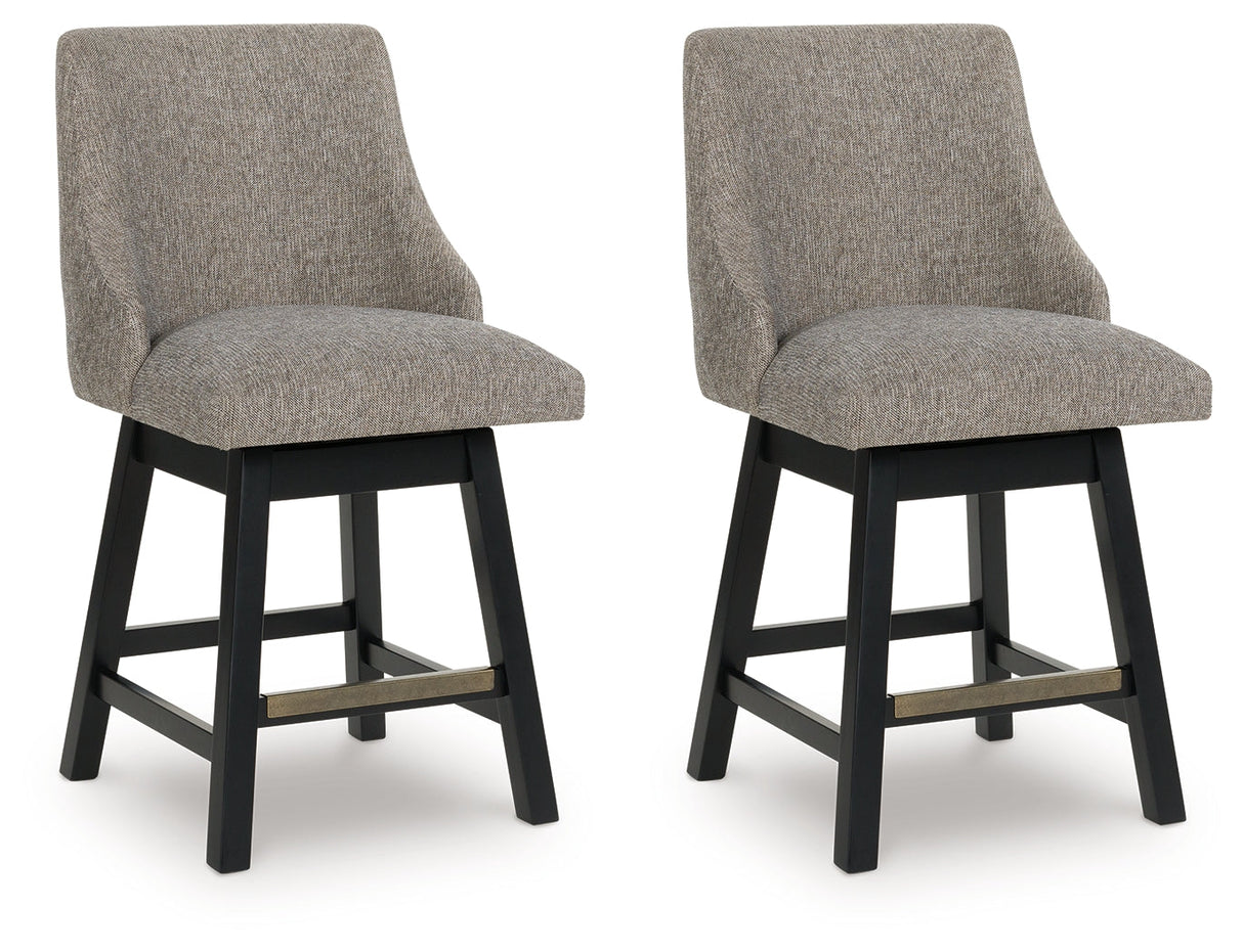Neymorton Dark Grayish Brown Counter Height Barstool, Set of 2 by ASHLEY FURNITURE at Eve Furniture